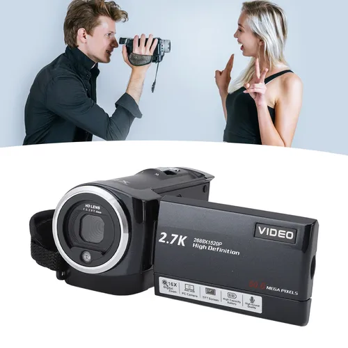 Imagen 2 del producto Videocámara profesional de 2,7 K y 2,7 K, videocámara con pantalla HD de 2,8 pulgadas, 50MP, 16x, Zoom Digital, cámara Vlogging para grabación de viajes al aire libre