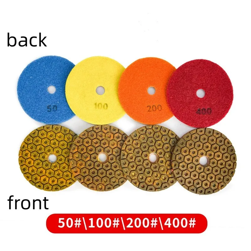 4PCS Set 4 Inch 10mm Super Polishing Pads Hybrid Extra Hard Material Wet Polishing Pad For Marble Granite Stone Fast Grinding