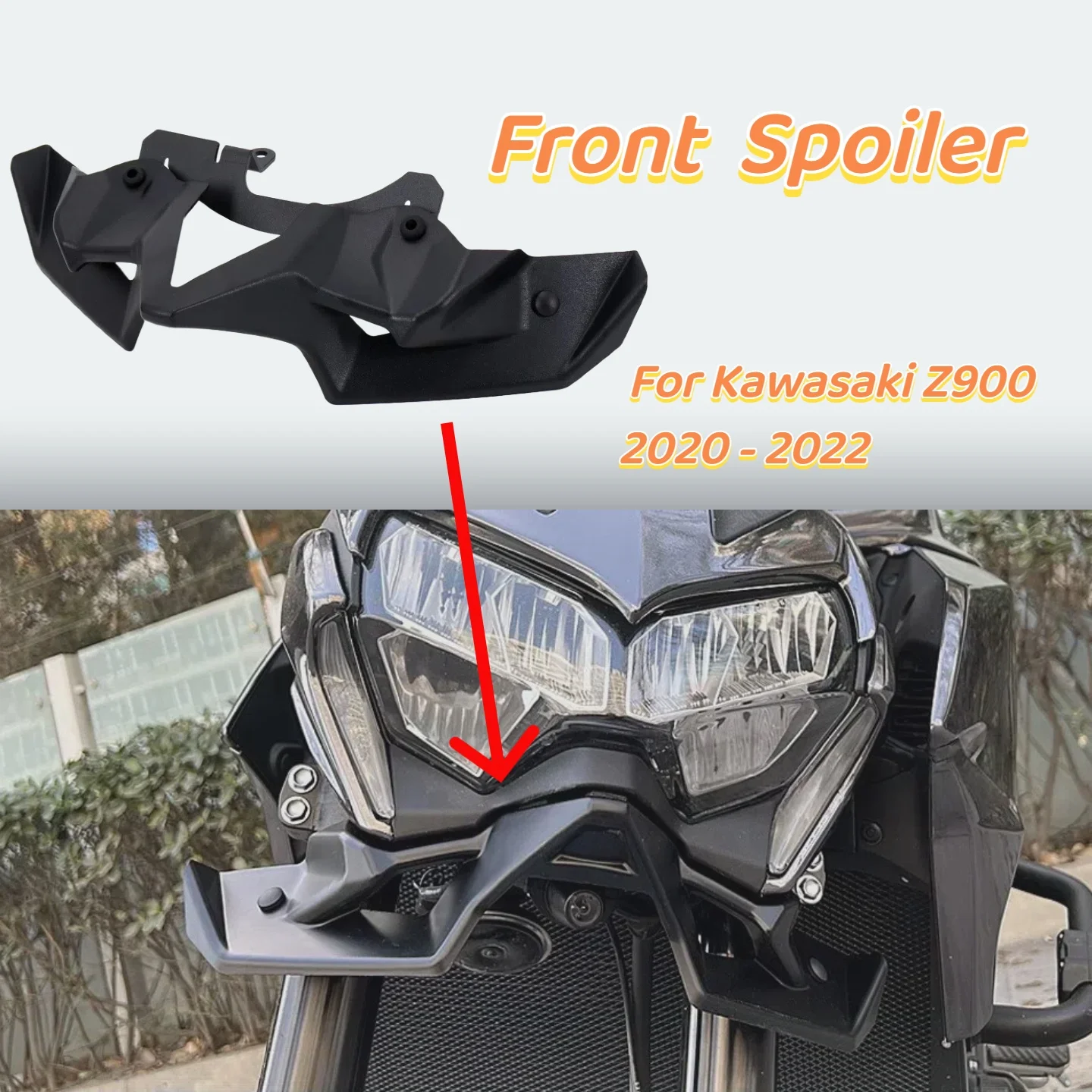 

For Kawasaki Z900 2020 2021 2022 2023 2024 Motorcycle Front Bumper Lip Spoiler Fairing Wing （black）