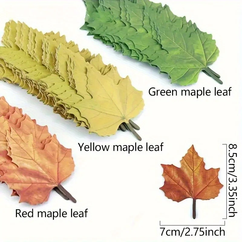 50 قطعة/الحزمة ملصقات تزيين أوراق الخريف - اللوازم المكتبية، ملصقات الكمبيوتر المحمول، ملصقات الراحة، تصميم أوراق مقلد