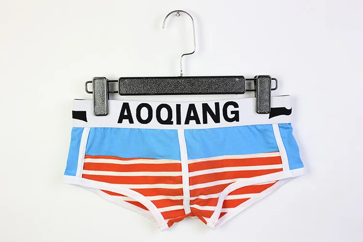 Men\'s Underwear Two Colour Stripe Fashion Man Cotton Breathable Boxer Briefs Male Panties Shorts