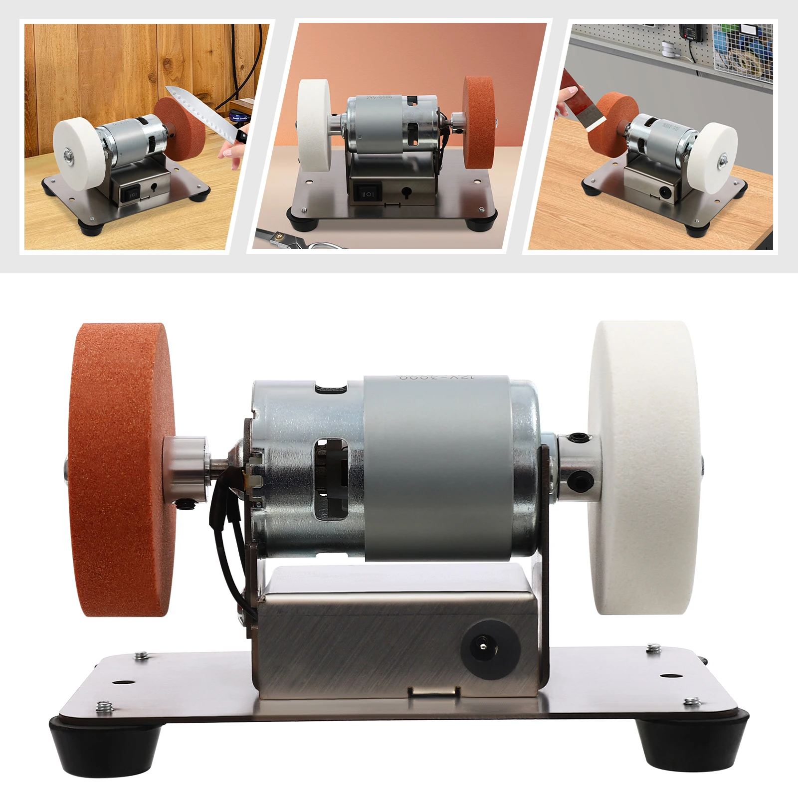 

Small Stainless Steel Grinder, 96W Electric Benchtop Sander, 7 speeds Adjustable Table Grinder