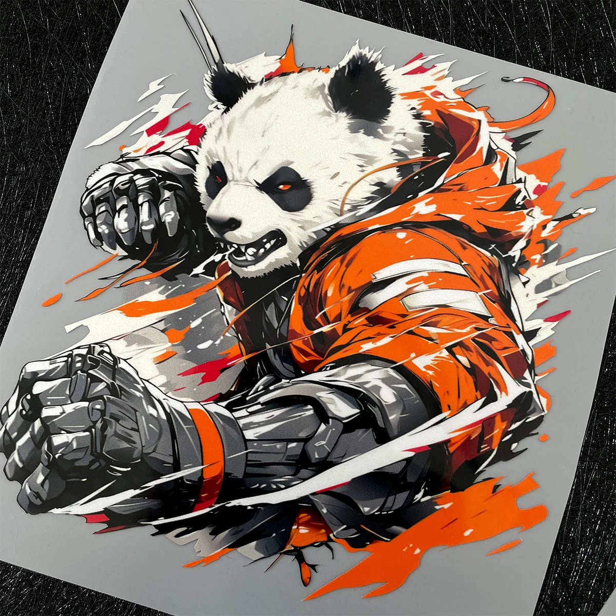 Warrior Panda Reflective Car Stickers Motorcycle Scooter Auto Moto Body Helmet Fuel Tank Windshield Vinyl Decals Accessories