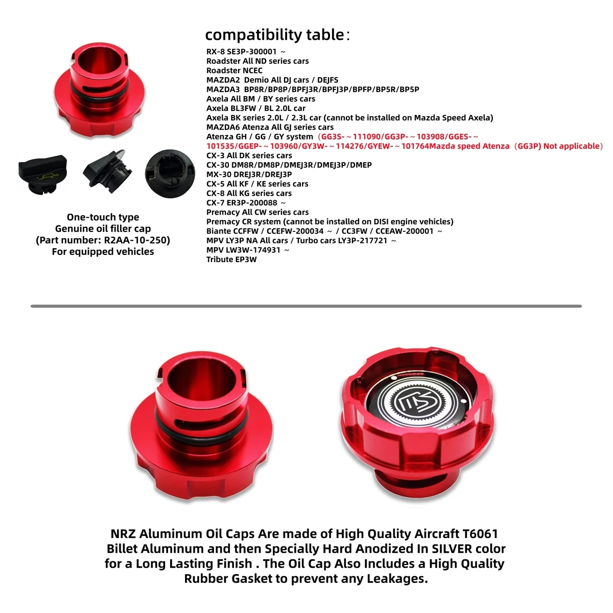 Aluminium-Motoröldeckel für MAZDASPEED MAZDA2 Demio MAZDA3 Axela MAZDA6 MX-5 CX-3 CX-5 CX-4 CX-30 CX-8 Roadster Auto-Zubehör – Detail 4