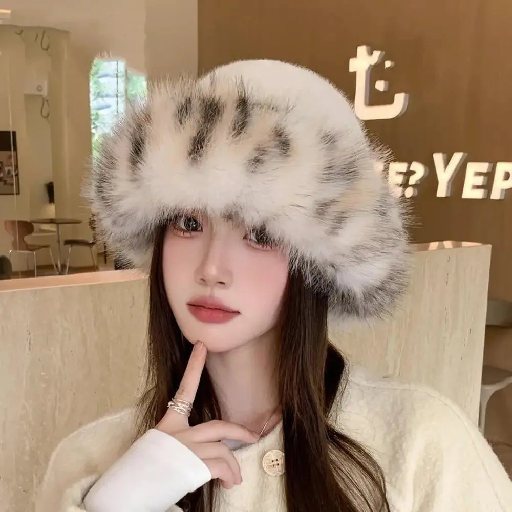 Luxury Windproof Plush Fisherman Hat Keep Warm Thick Furry Faux Fur Bucket Hat Winter Panama Basin Cap Winter