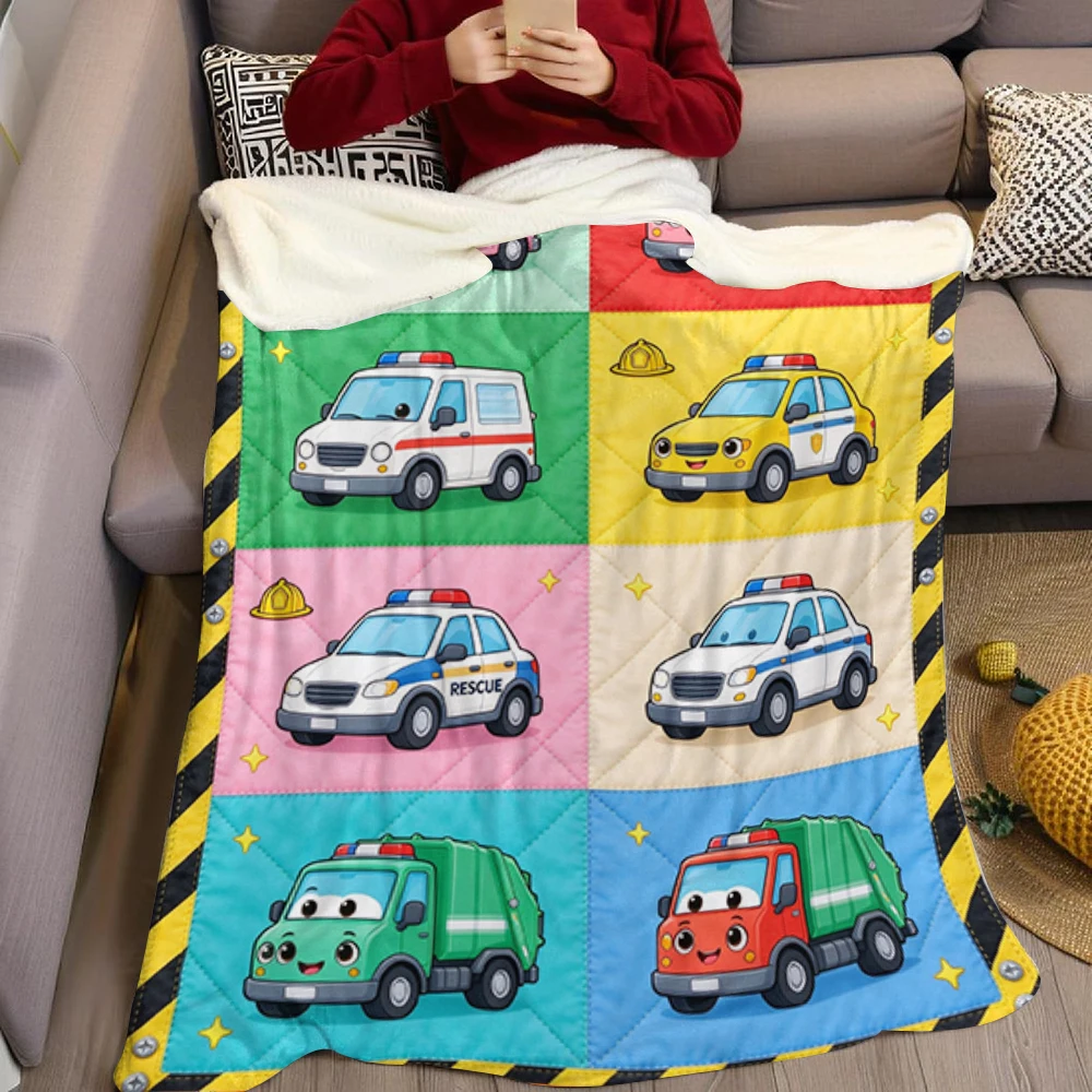 Green Yellow Excavator Hex Flannel Blanket Perfect for Sofa Office Bed Travel Sleep Read Relax Camping Four Season Use