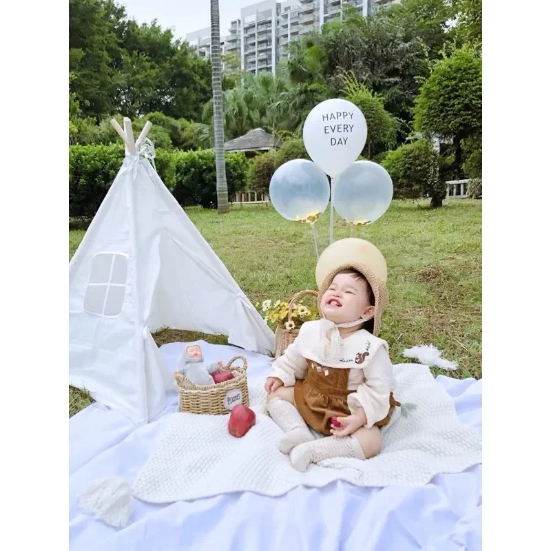 

Baby Portable Canva Tipi Folding Indoor Teepee Original Triangle Kid Tent Little Play House Tent 1.35m Little Play House Tent