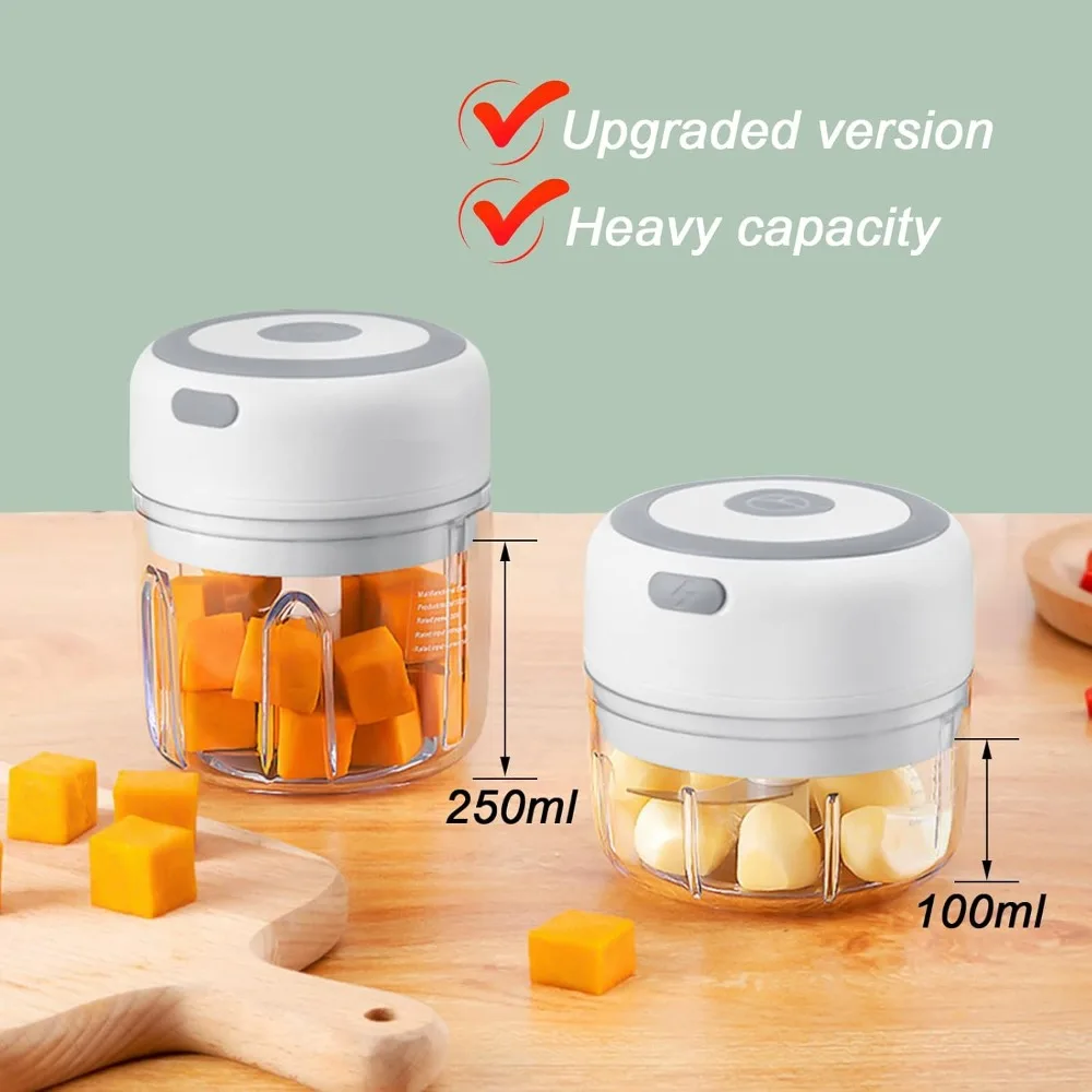 250ML Electric Garlic Mincer Vegetable Chopper Food Chopper, USB Mini Garlic Mincer, Onion Chopper Portable Small Food Processor