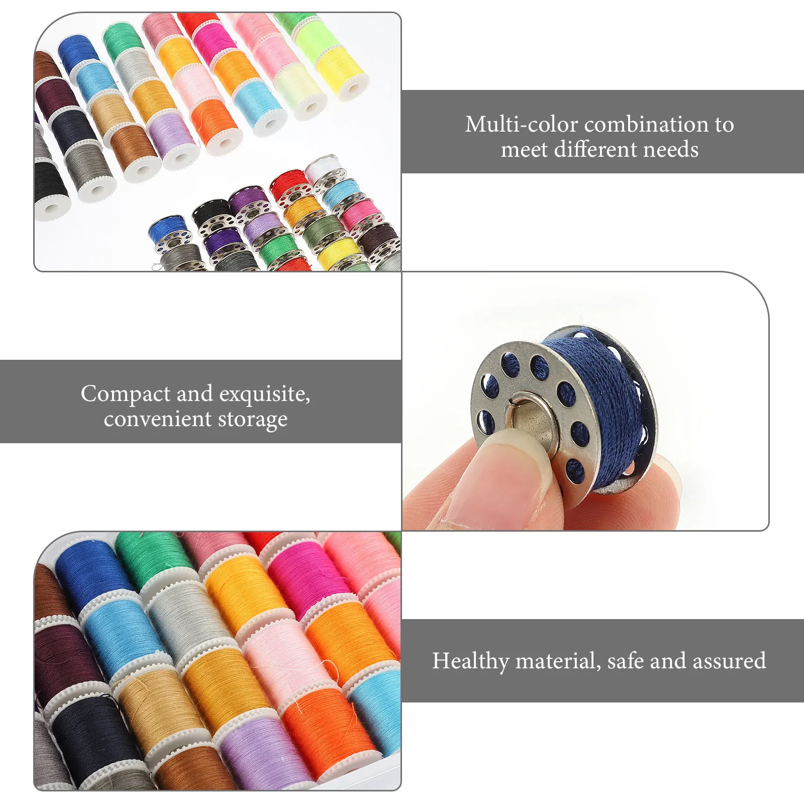 

60Pcs Household Bobbin Threads Multi-Function Sewing Thread Kit Portable Embroidery Thread Set Convenient Sewing Supply