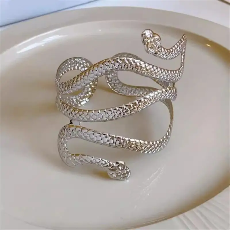 

49MF Simple Snake Filigreed Arm Chain Armlet Coils Armband Open Bangle for Beach