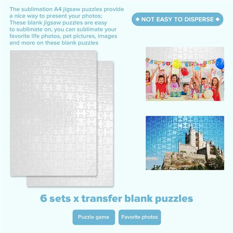 Sublimation Blanks Puzzles DIY Blank Puzzle for Sublimation Transfer Thermal Transfer Heat Printing Crafts A4-ABFB