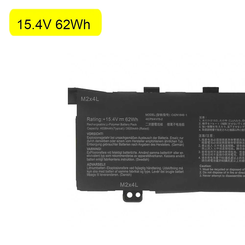 Imagem -05 - Dodomorn 15.4v 62wh C42n18461 Bateria do Portátil para Asus Zenbook Pro Duo Ux581 Ux581g Ux581gv Série 4icp5 41 752 Alta Qualidade