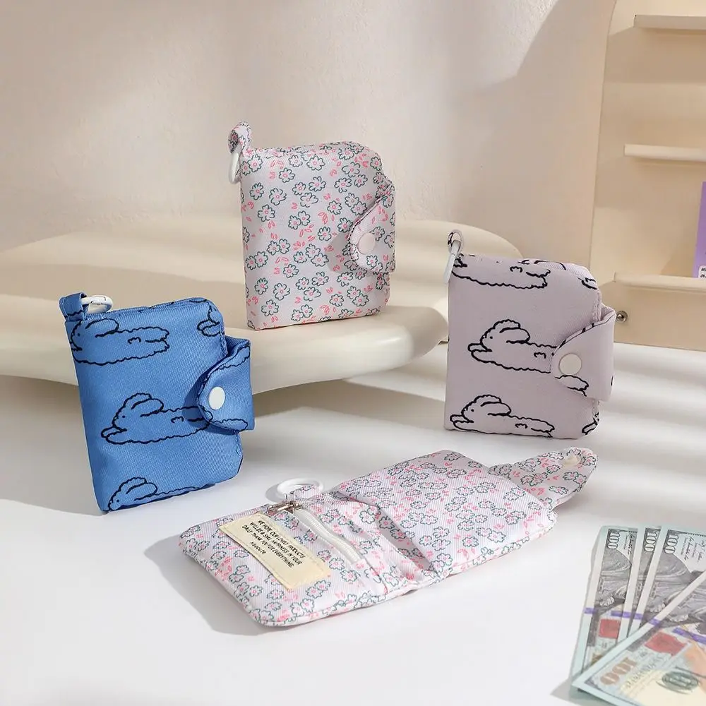 

New Cute Student Coin Purse Portable Korean Wallet Card Holder Floral Printed Multi Layer Card Bag Small Storage Bag
