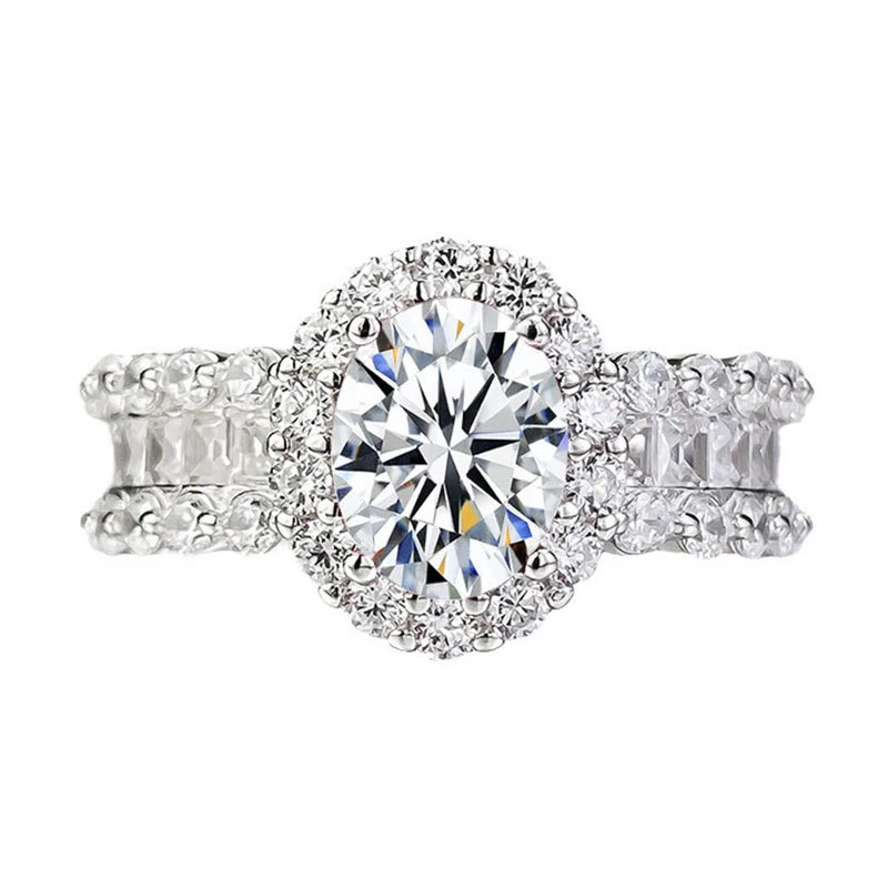 

Women Ring 1.5ct Moissanite 6x8MM Oval with Certificate 100% Passed Diamond Test S925 Silver Romantic Women's Wedding Jewelry