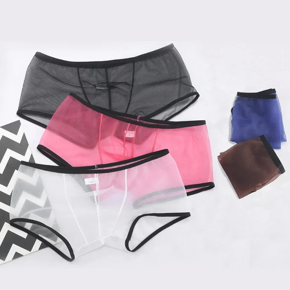 

Mesh Men's See Through Shorts Panties Ultra-thin Boxer Briefs Male U Convex Pouch Underwear Low Rise Man Transparent Underpants