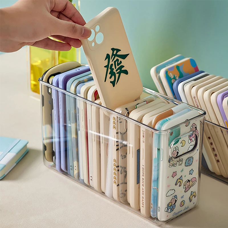 № Ins Transparent Phone Case Organizer Storage Box Desktop Acrylic Sundries Storage Basket Cosmetics Small Rack