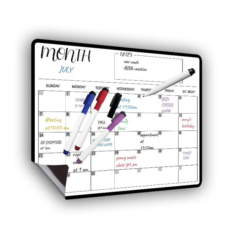 2024 크기 42×30cm 새로운 실용적인 핫 세일 월간 주간 계획 테이블 건조 닦기 자기 냉장고 달력 메시지 포스트