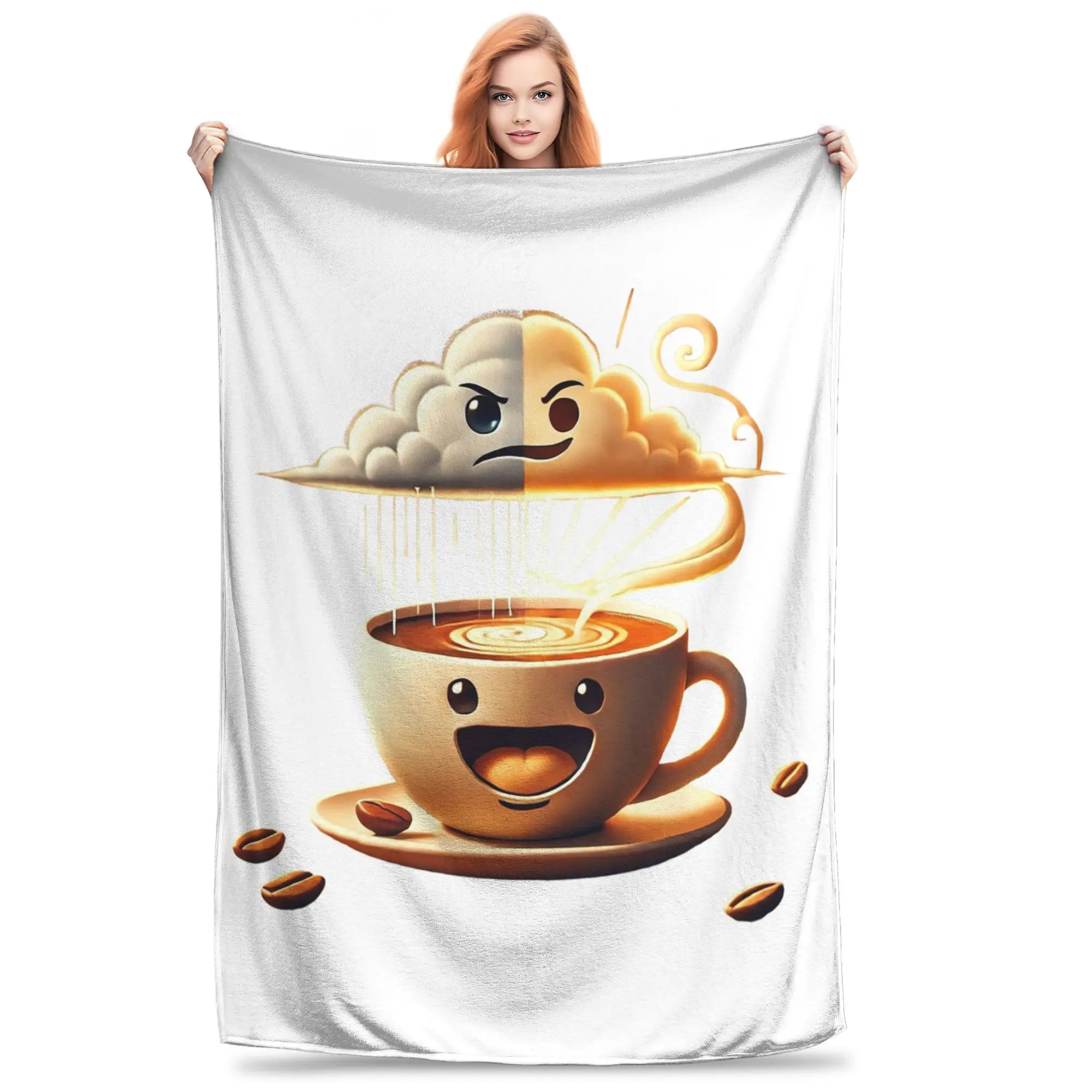 

Happy Coffee Cup Morning Mood Booster Blankets Super Soft Fleece Sofa Throw Blanket for Couch Bedding Travel