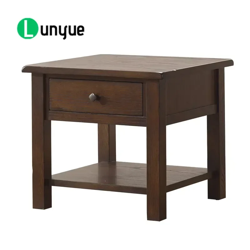 American Country Red Oak Coffee Table Solid Wood Living Room Furniture Sponge Filled Center Table for Villa Warehouse Home