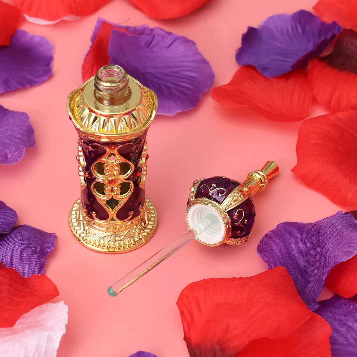 12 ml Damen-Parfümflasche, elegantes Glas, ätherisches Öl, Fläschchen im Nahen Osten-Stil, tragbarer Aroma-Träger, kleine Größe für Handtasche oder