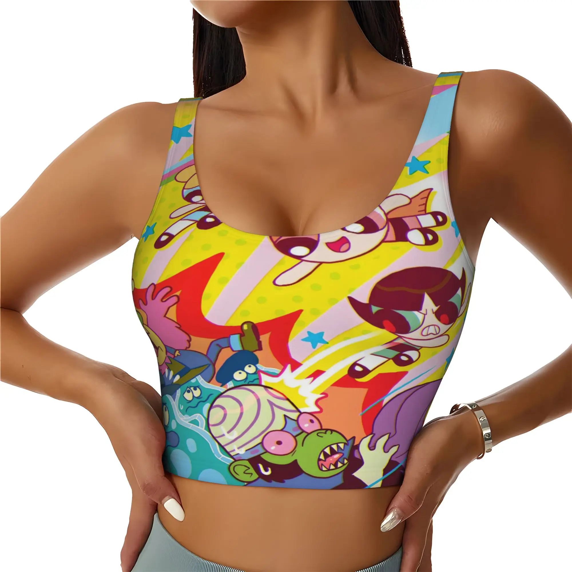 Custom Poweres Anime Puffes High Impact Sports Bras Women Buttercup Blossom Bunny  Seamless Workout Yoga Crop Tank Tops