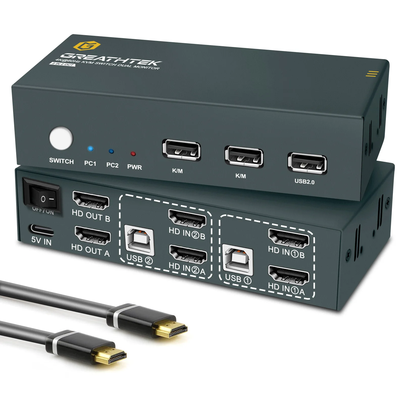 4K KVM - Facilitate Quick Dual-computer Display Changes. Plug and Play, Useful in All Cases. Ultra-HD 4K for Excellent Vision