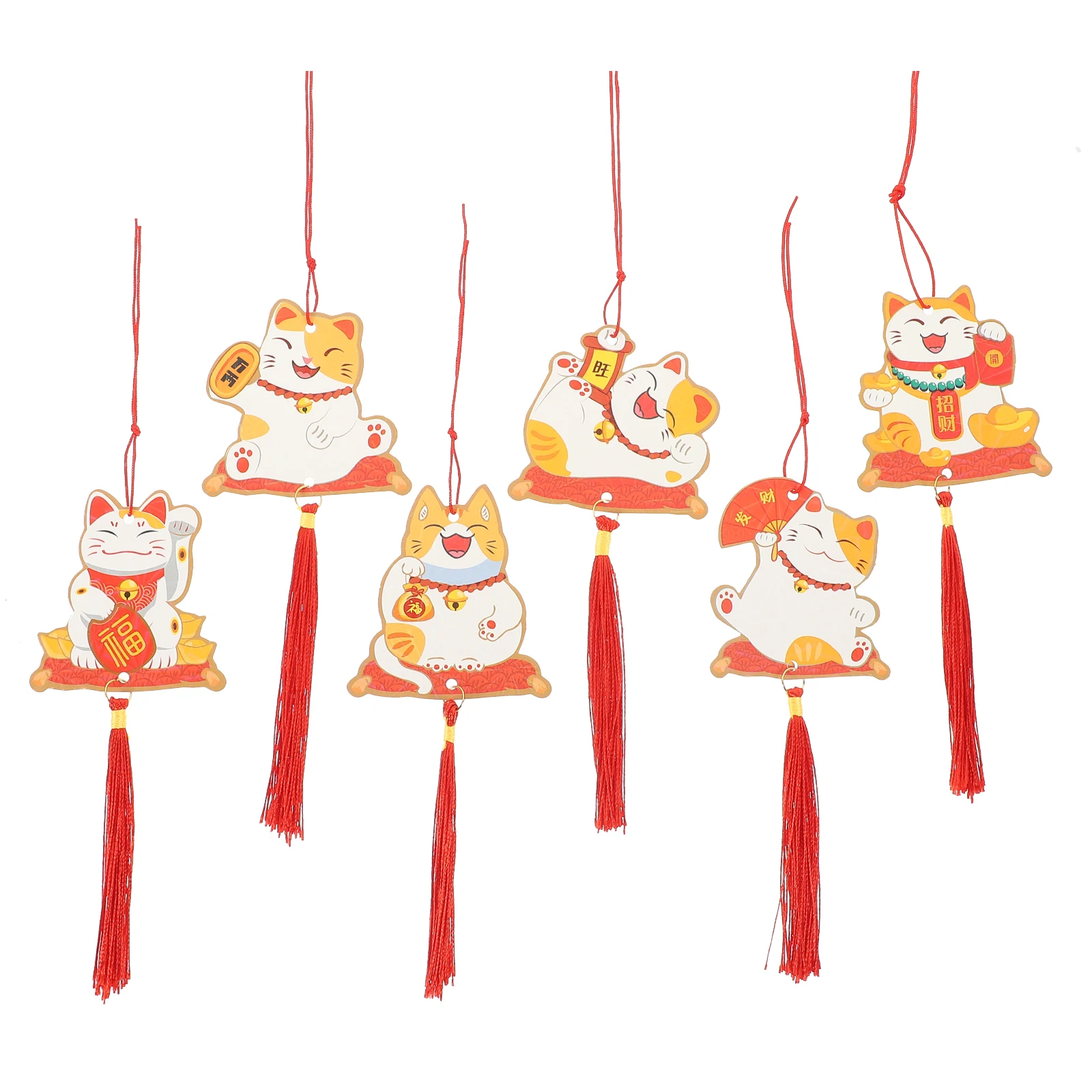 

6pcs Decoration Chinese New Year Tassels Hanging Wall Ornament Plastic Reusable Festive Car Home Decor