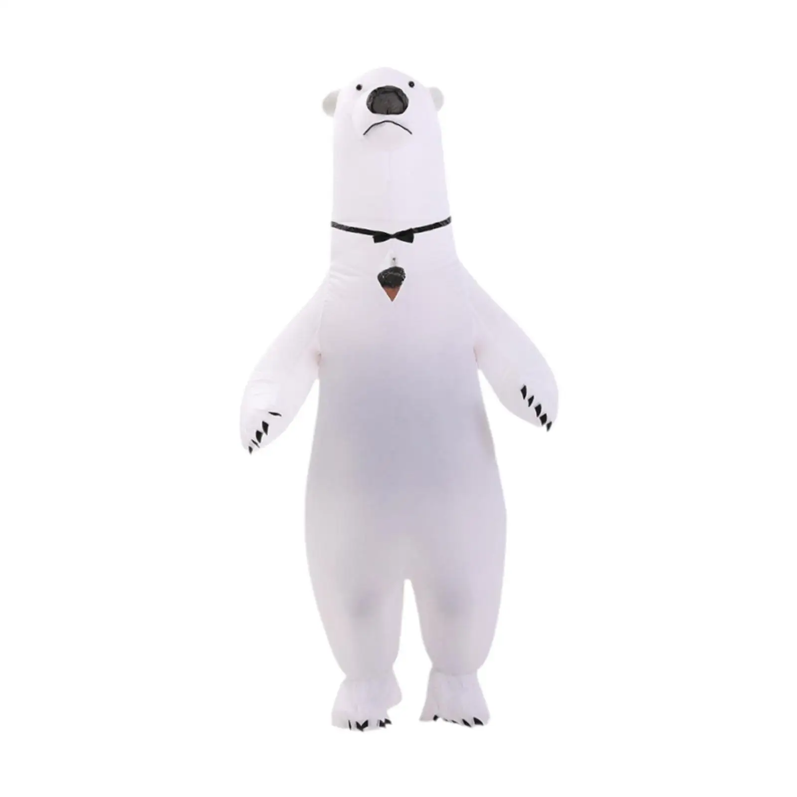 Wit opblaasbaar beer kostuum polyester dieren jumpsuit draagbaar luchtblaaspak voor Halloween cosplay party festival carnaval