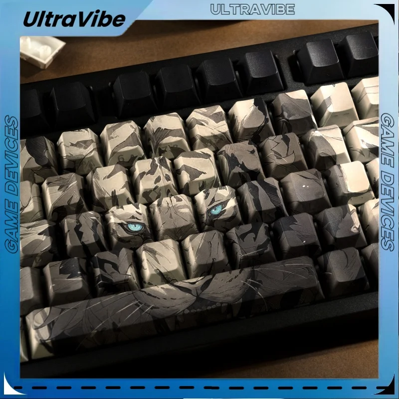 

XVX134keys Колпачки для клавиш с изображением кофе и тигра, прозрачные колпачки для ключей с боковой гравировкой вишни, пятисторонняя термосублимация, персонализированные колпачки для ключей для стрельбы