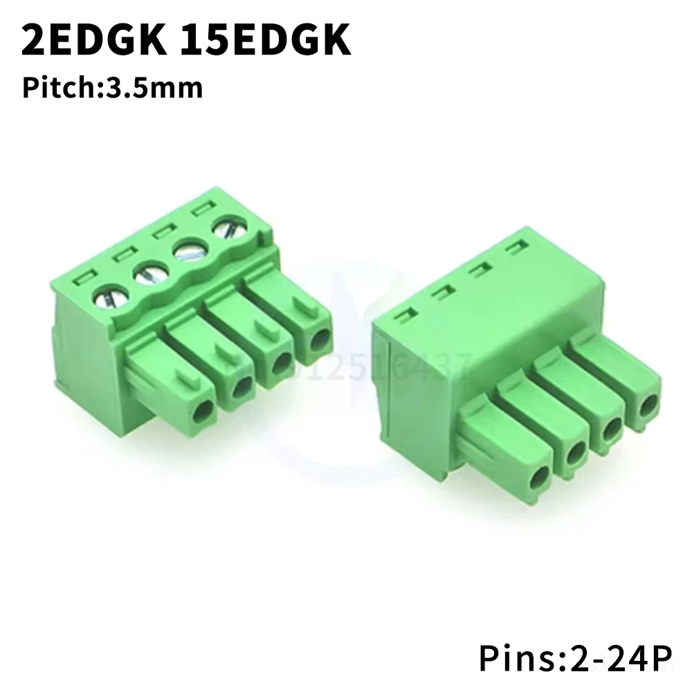 (5 pcs) KF 2EDGK 3.5mm Plug-in Terminal Block Solderless Plug Green Phoenix Terminal Block KF2EDGK-3.5 2~24Pin 15EDGK 3.5