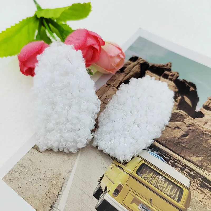 60 Stück, 5,5 cm, flauschige Filz-Hasenohren, gepolsterte Applikationen für Babykleidung, Mützen, zum Nähen, für DIY-Kopfschmuck, Haarspangen, Schleifen und als Aufnäher. – Detail 7