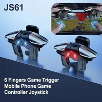 JS61 6 Fingers Mobile Phone Game Trigger L1 R1 Fire Aim Shooter Buttons Gamepad Joystick for IOS Android PUBG Gaming Accessories