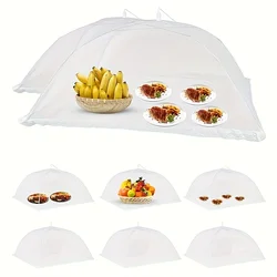 1pcWhite fly-proof vegetable cover folding mesh food cover mosquito-proof table cover home cooking cover