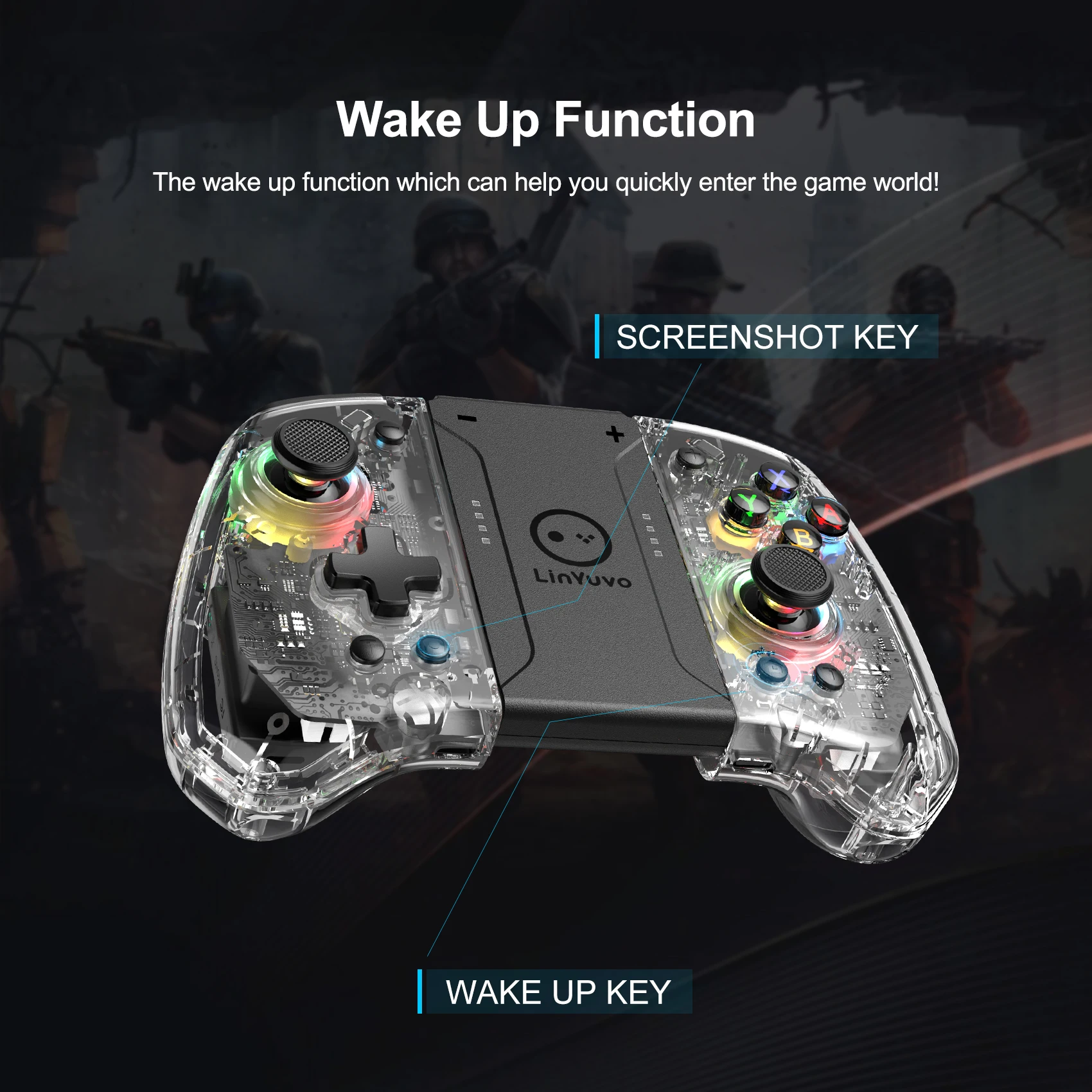 LinYuvo KS41 Meteor Light Joycons Wireless Controller for Switch/OLED with Programmable/Motion Control/Dual Vibration/Turbo