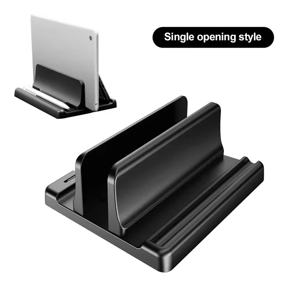 Supporto pratico per laptop, tablet, smartphone e computer, da usare su scrivania, con funzione di stoccaggio verticale, regolazione dell'altezza e base per la dissipazione del calore.