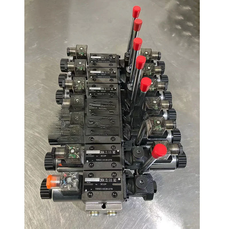 Hydraulic flashlight integrated 4WEMM6EG distributor trailer tail plate modification with remote control lift