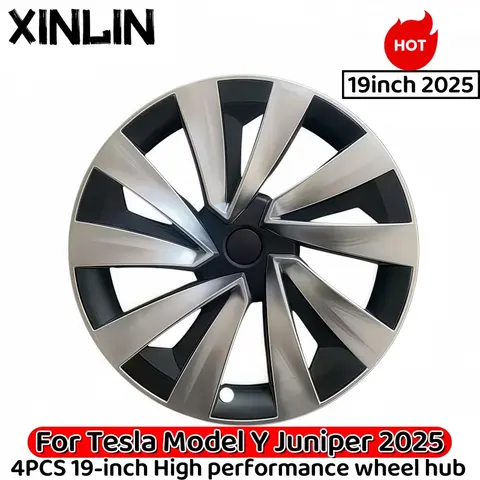 XINLIN 4PCS 19 인치 휠 커버 성능 교체 휠 허브 캡 Tesla Model Y Juniper 2025 용 전체 림 커버 액세서리
