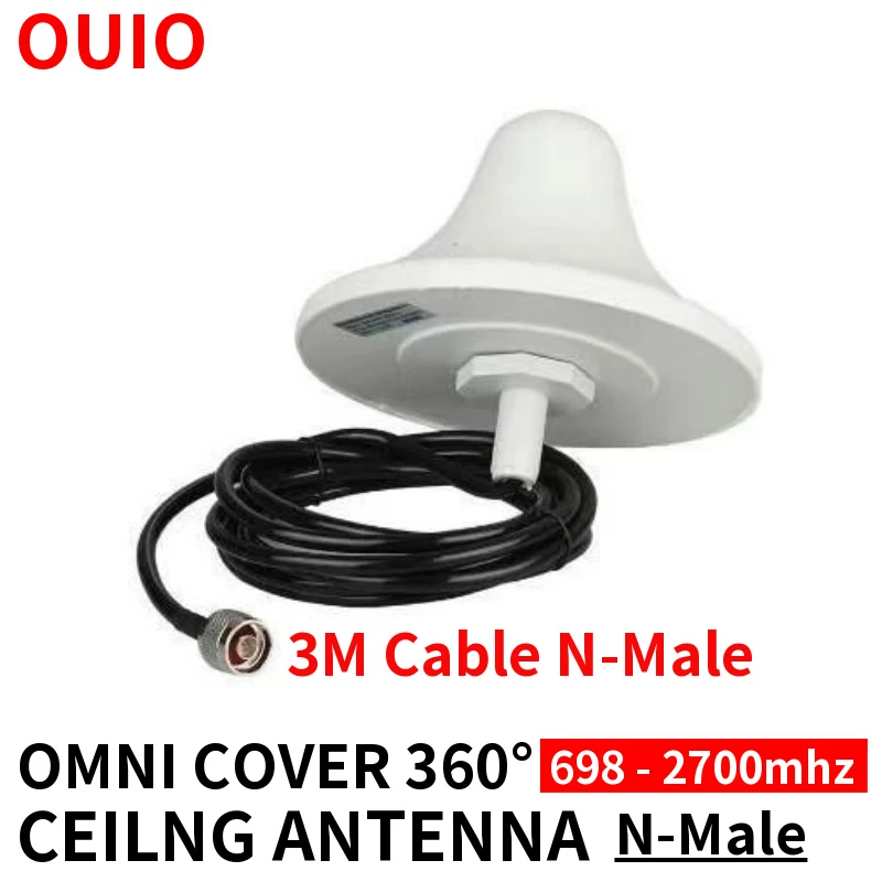 OUIO antena Omni 5dBi 698-2700mhz dla wzmacniacza komórkowego 2 g3g4g wzmacniacz sygnału wzmacniacza 4G antena N złącze męskie 3M