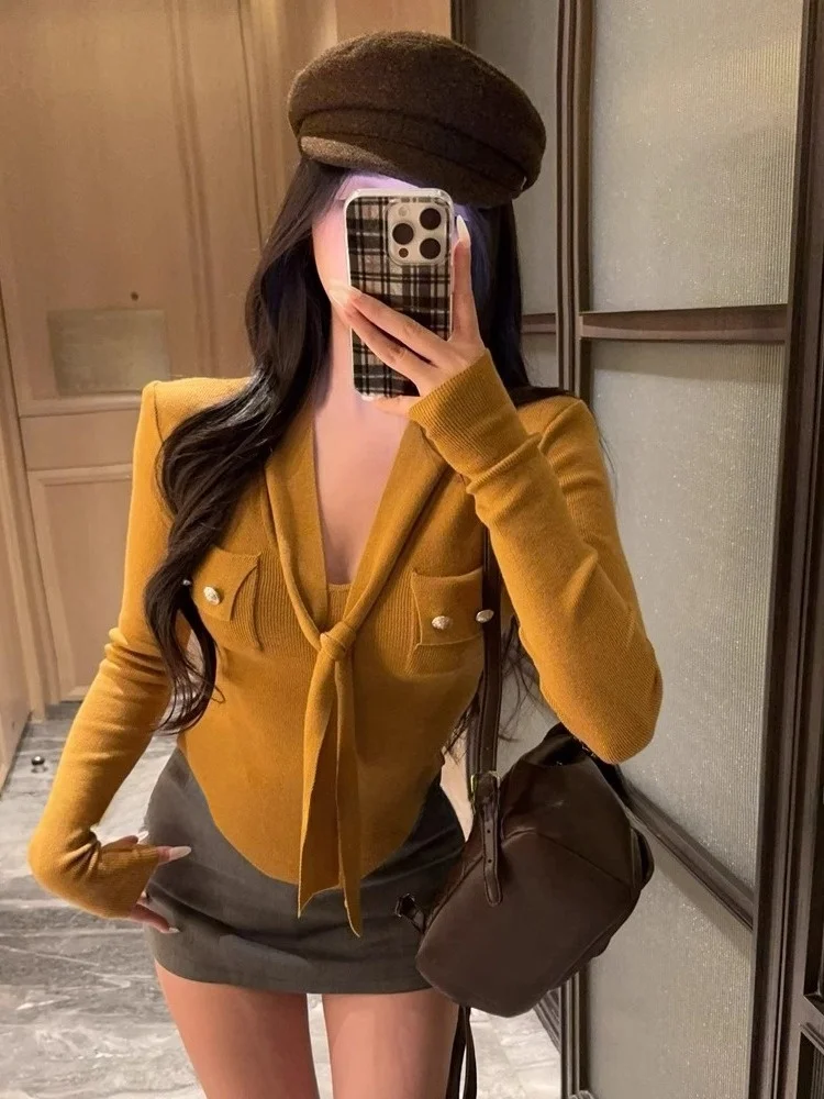 

V-Ne Knitted Sweater with Sa Design Unique Personali Base Layer irt for Women Winter Season ential Top