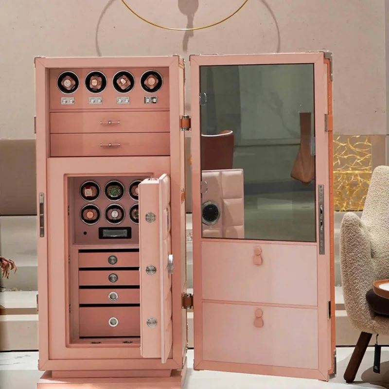 Italian leather safe, luxury villa home jewelry cabinet, light luxury high-end mechanical lock, anti-theft locker