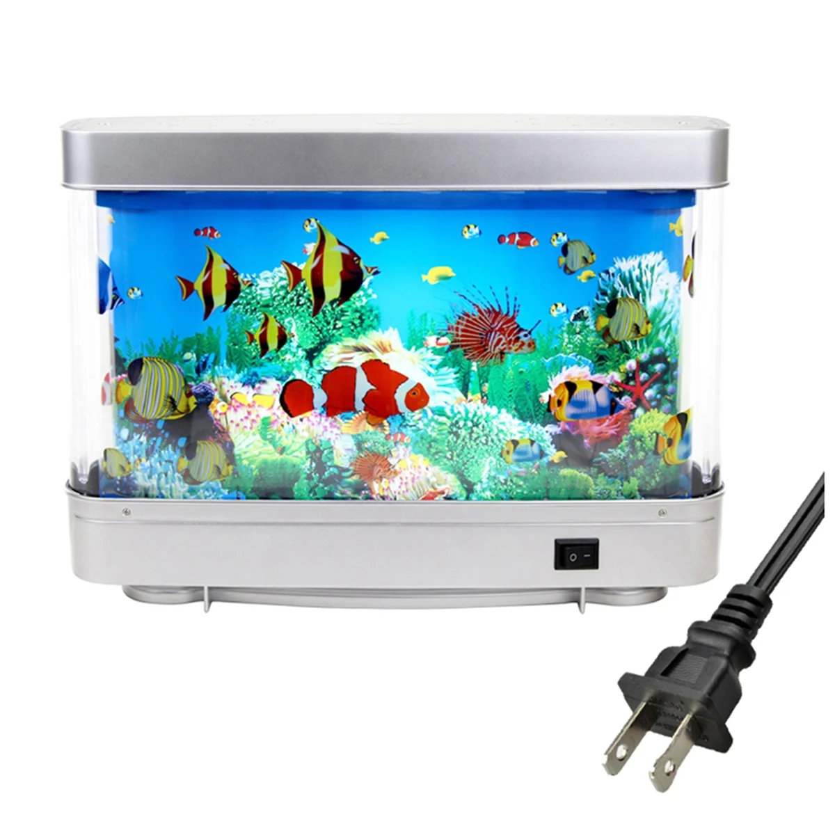 Dynamic Virtual Ocean LED Fish Tank Lamp Dolphin Artificial Tropical Landscape Aquarium Night Light Decoration US Plug