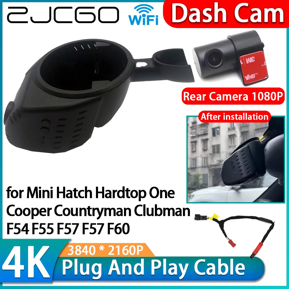 for Mini Hatch Hardtop One Cooper Countryman Clubman F54 F55 F57 F57 F60 4K Wifi DVR Video Recorder Dash Cam Front Rear Camera