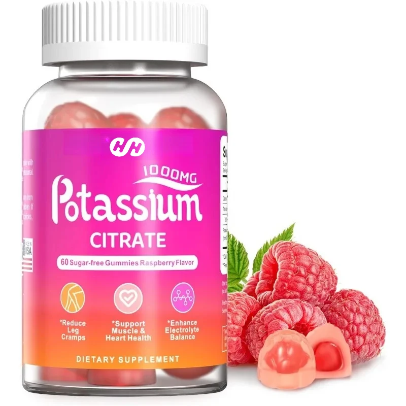 Potassium Supplement Gummies 500mg - Potassium Supplement for Leg Spasms, Muscle and Heart Health -60 Capsules