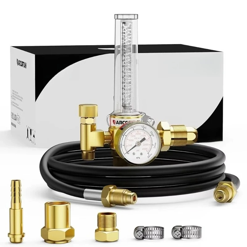 

Argon/CO2/Helium regulator with flow meter and gas hose