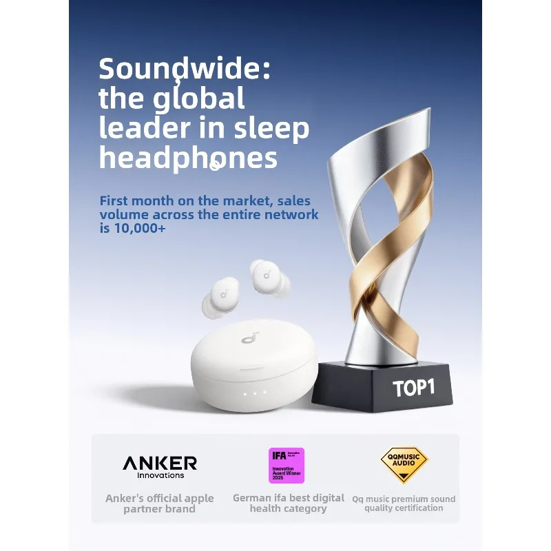 

ANKER Soundcore A30 Sleep Earphones Stay Comfortable All Night Side Sleep Active Noise Reduction Bluetooth Wireless Dedicated
