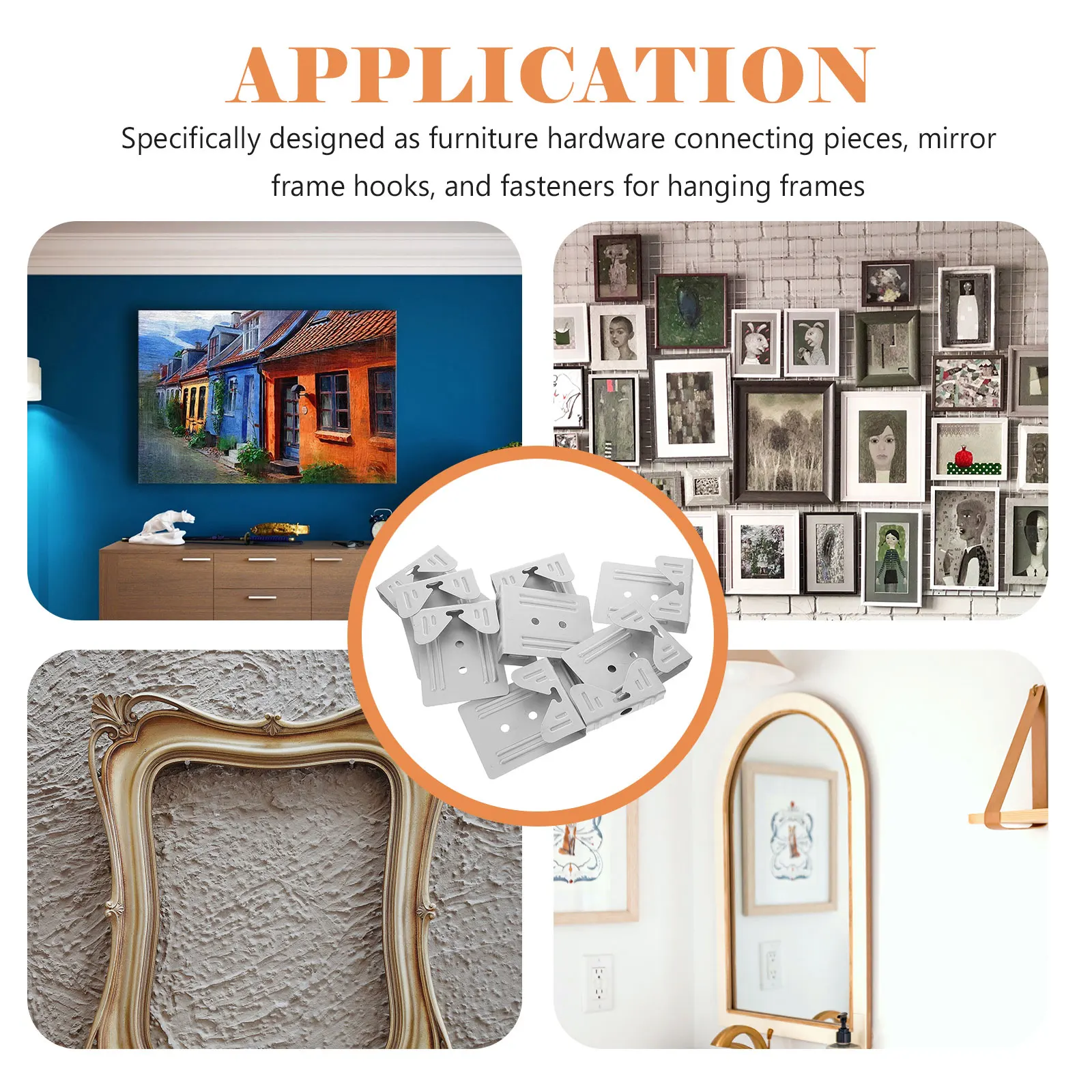 

10Pcs Durable Mirror Hooks for Door Picture Frame Hangers Strong Fasteners Wall Mount Clips Mirror Hooks for Door