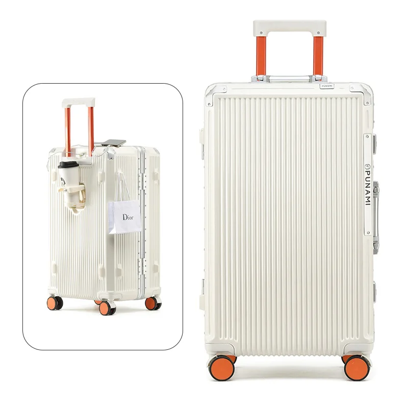 sushimu Suitcase Wide Handle Travel Suitcase Men 20 24 26 Carry-On Luggage Women PC Aluminum Frame Trolley Case