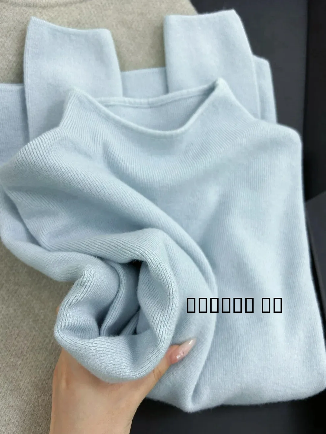 

Autumn Winter Women's Sea Salt Blue Knitted Sweater f High Collar Base Layer Top Chic Long Sve Inner Wear Bot irt