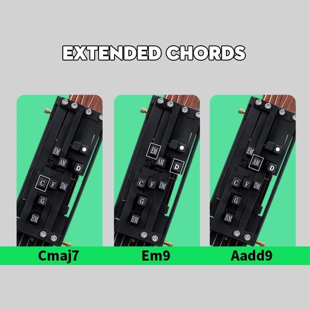 Prensador de acordes de guitarra, entrenador de acordes de guitarra, ayudante de acordes de guitarra, herramientas de aprendizaje de acordes de
