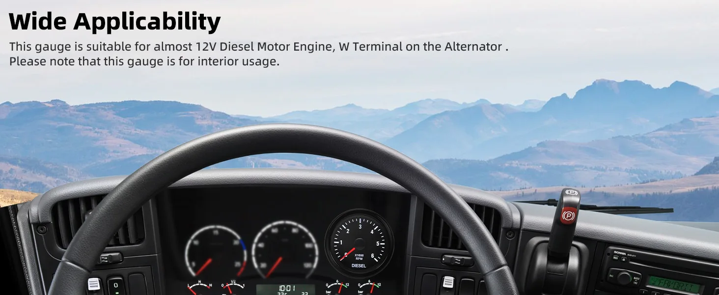 52mm Auto Tachometer Gauge 0-6000 RPM Tacho Meter Mit Weiß Hintergrundbeleuchtung Für 1-20 Zylinder Für Diesel motor Auto 12V Angepasst – Detail 1